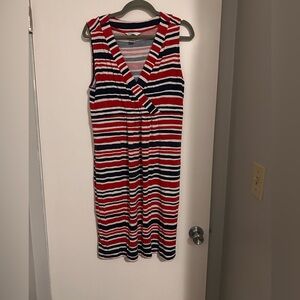 Christopher & Banks Red, White, and Blue Striped Midi Dress
